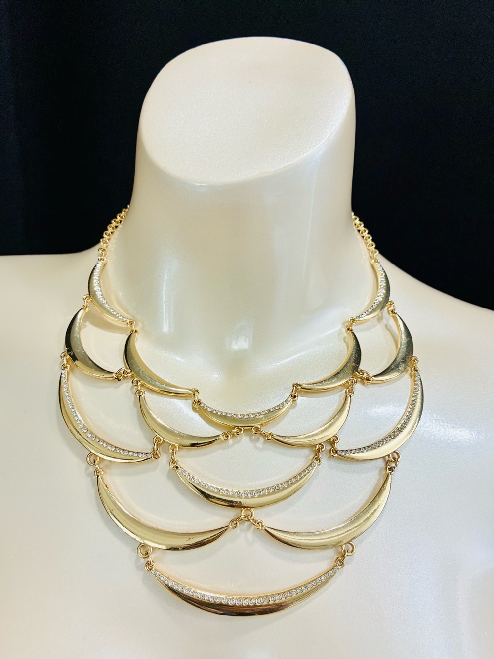 INC International Concepts Gold Layered Crescent Bib Necklace